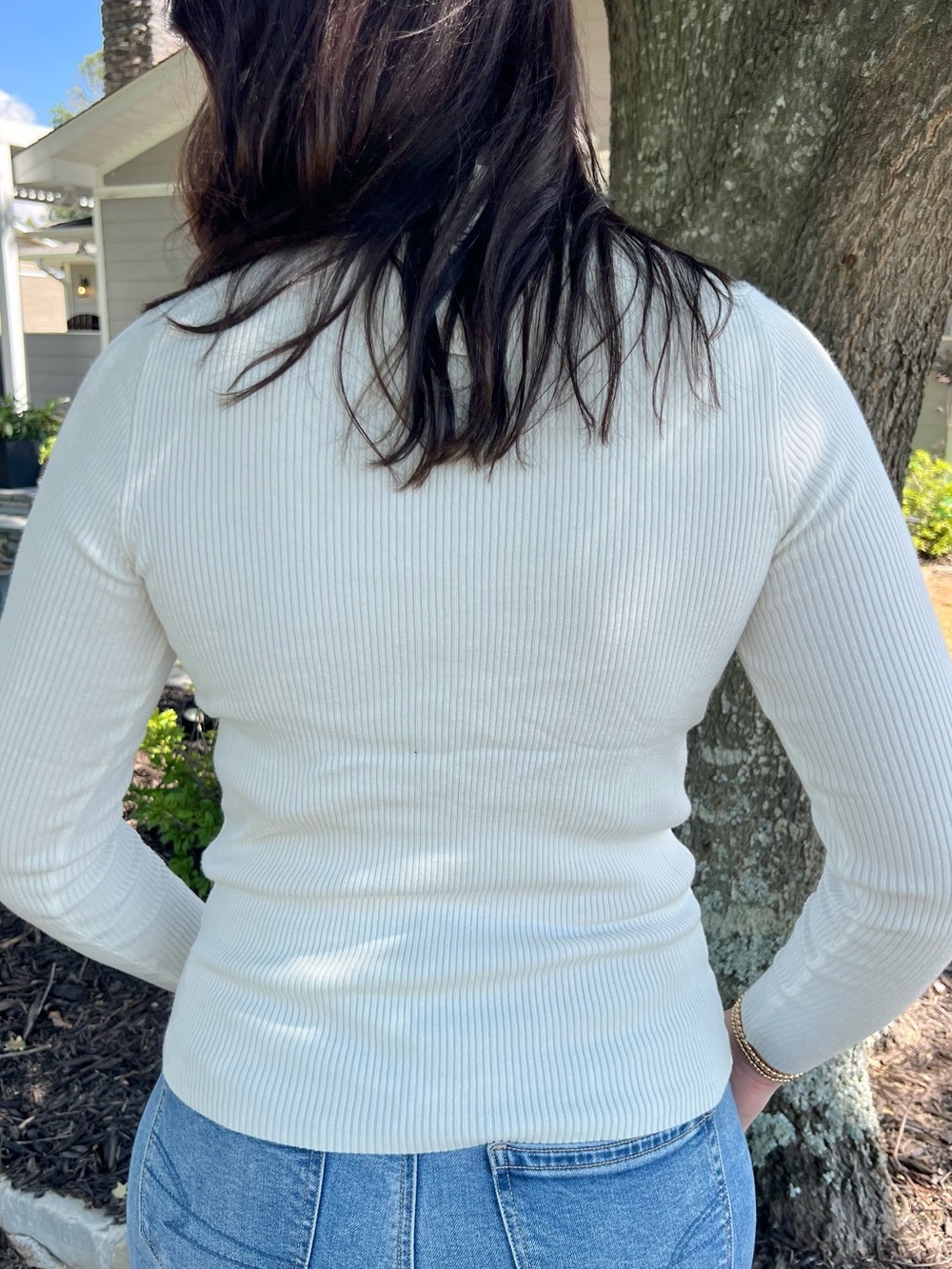 Bluivy Cream Ribbed Turtleneck Sweater - Picture 2 of 2